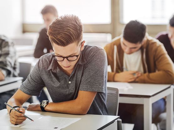 Students taking an exam